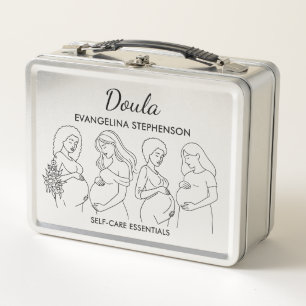 Personalized Line Art DOULA SELF-CARE ESSENTIALS Metal Lunch Box