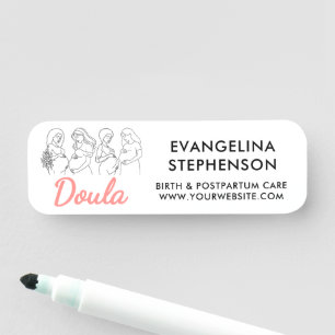 Personalized Line Art Midwife DOULA Name Tag