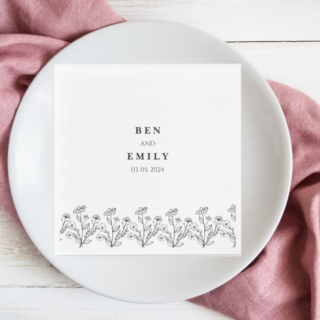 Personalized line drawing flower minimalist napkins (Creator Uploaded)