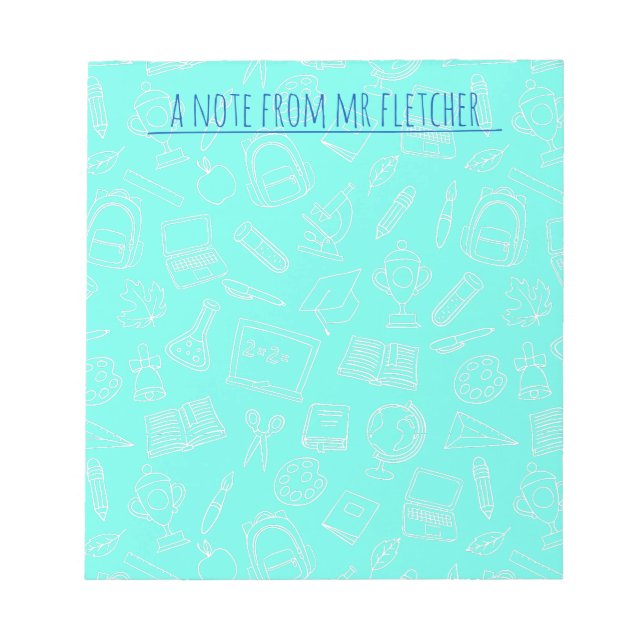Personalized Line Drawing School Supplies Pattern  Notepad (Front)