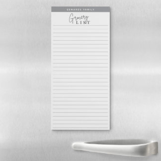 Personalized Lined Modern Script Grocery List Magnetic Notepad