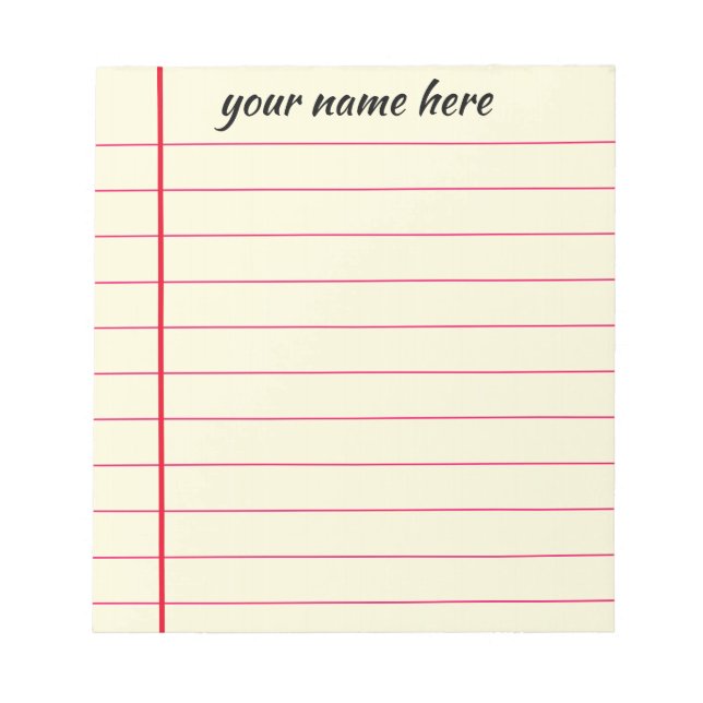 Personalized Lined Notepad (Front)
