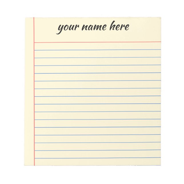Personalized Lined Notepad (Front)
