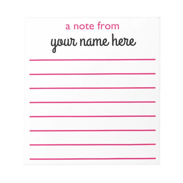 Personalized Lined Notepad for Girls (Front)