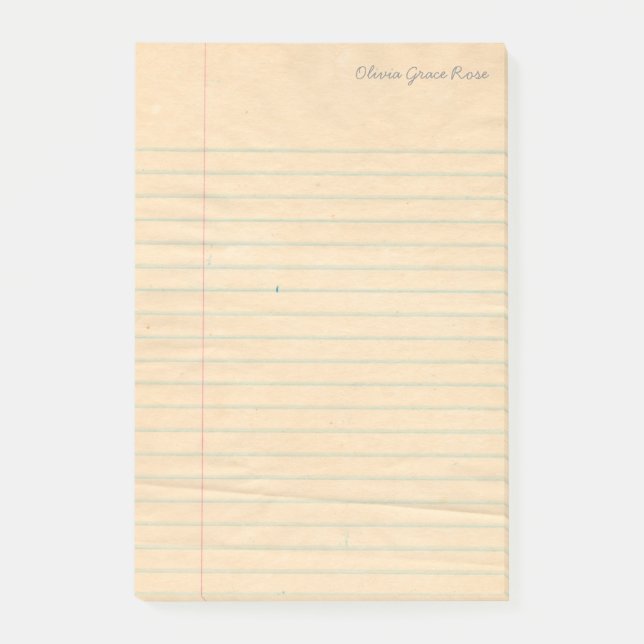 Personalized Lined School Notebook Paper Notepad (Front)