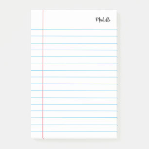 Personalized Lined School Notebook Paper Post-it N Post-it Notes