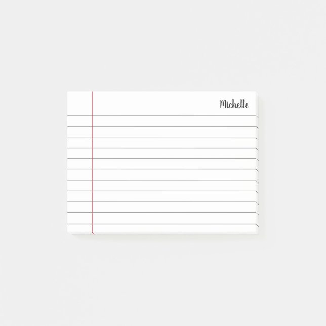  Personalized Lined School Notebook Paper Post-it Notes (Front)