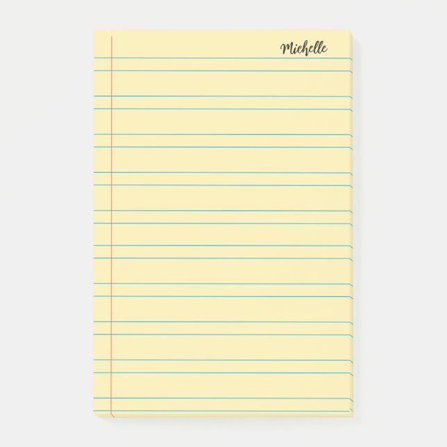 Personalized Lined School Notebook Paper Post-it Notes (Front)