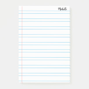 Personalized Lined School Notebook Paper Post-it Notes
