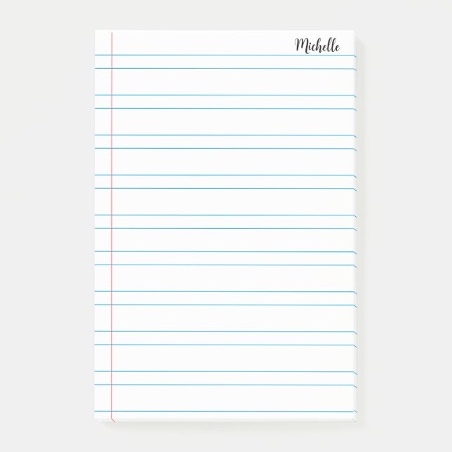 Personalized Lined School Notebook Paper Post-it Notes (Front)