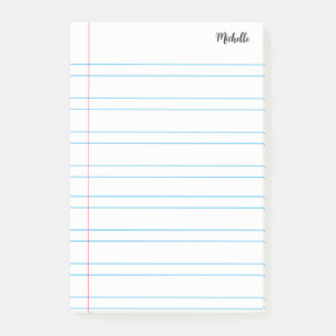 Personalized Lined School Notebook Paper Post-it Notes