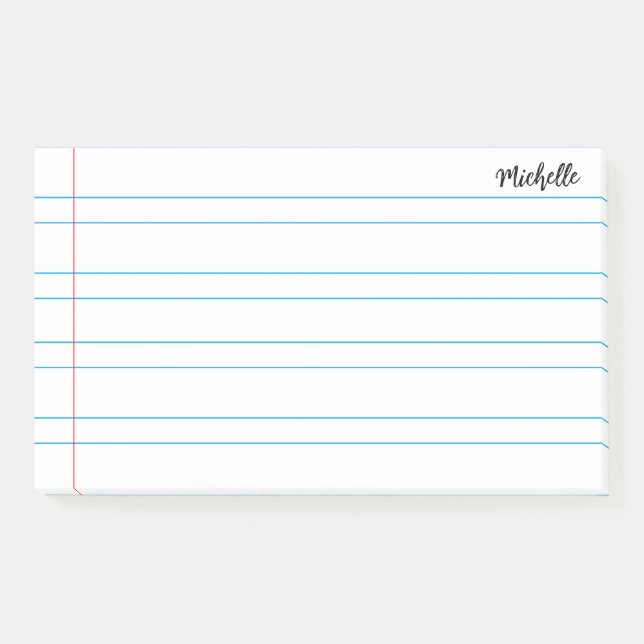 Personalized Lined School Notebook Paper Post-it Notes (Front)