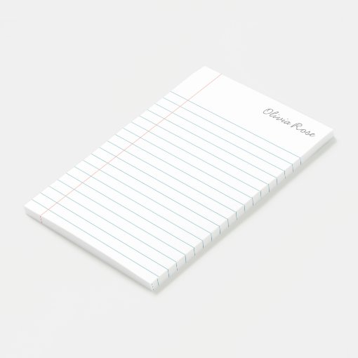 Personalized Lined School Notebook Paper White Post-it Notes | Zazzle