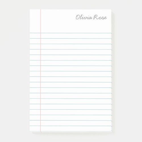 Personalized Lined School Notebook Paper White Post_it Notes
