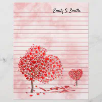 Personalized Lined Valentine Heart Scrapbook Paper