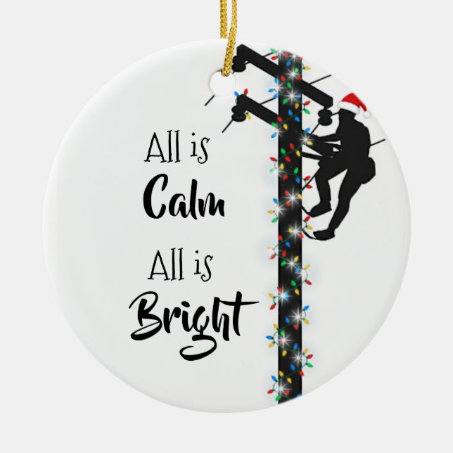 Personalized Lineman/Linemen Christmas Ornament (Front)