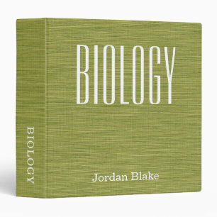 Personalized Linen Green Biology Subject School 3 Ring Binder