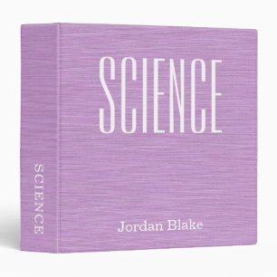 Personalized Linen Purple Science Subject School 3 Ring Binder