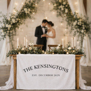 Personalized Linen Wedding Welcome Table Banner Tapestry