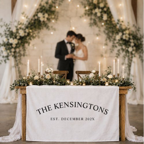 Personalized Linen Wedding Welcome Table Banner Tapestry