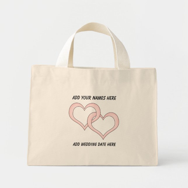 Personalized Linked Hearts Wedding Tote Bag (Front)