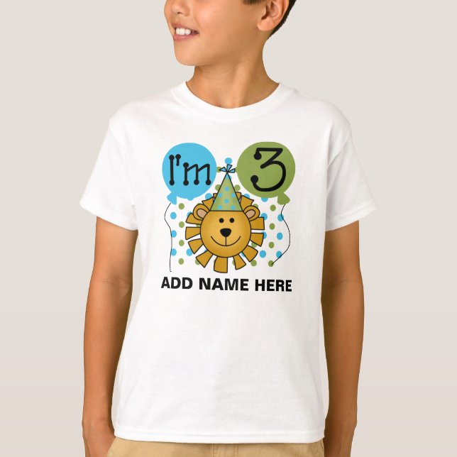 Personalized Lion 3rd Birthday T-shirt (Front)