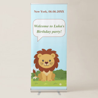 Personalized Lion Birthday Banner for Kids Party