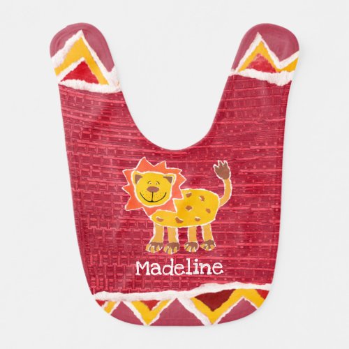 Personalized Lion Collage Print Baby Baby Bib