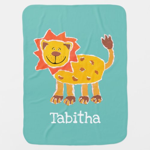 Personalized Lion Collage Print Baby Blanket