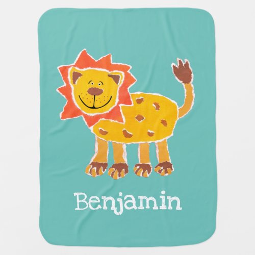 Personalized Lion Collage Print Baby Blanket