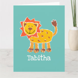 Personalized Lion Collage Print Birthday Card