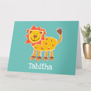 Personalized Lion Collage Print Birthday Card