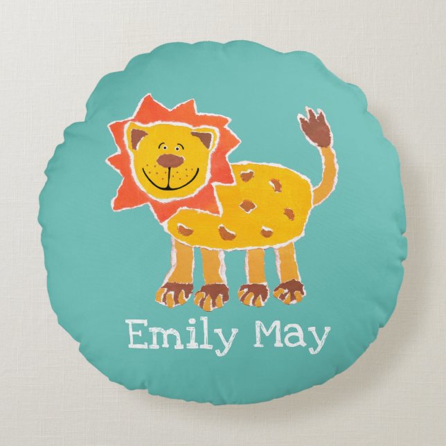 Personalized Lion Collage Print Cushion Pillow (Front)