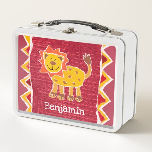 Personalized Lion Collage Print Lunch Box