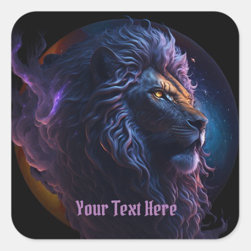 Personalized  Lion Galaxy Universe Space Surreal Square Sticker