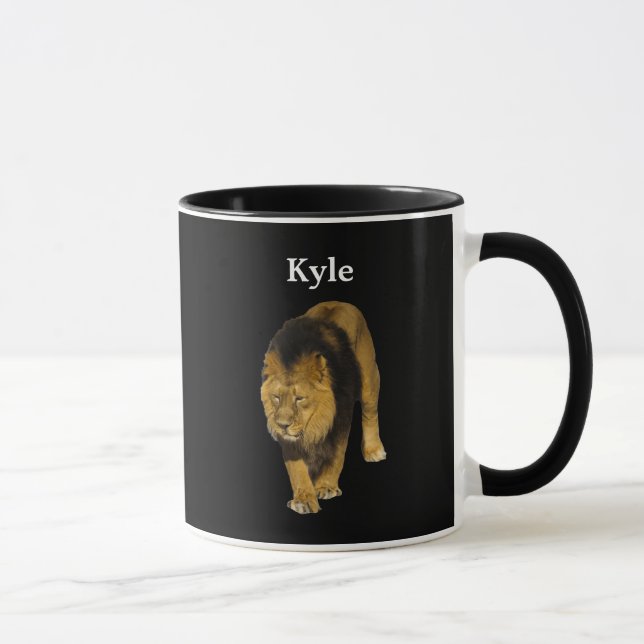Personalized Lion On Black Mug (Right)