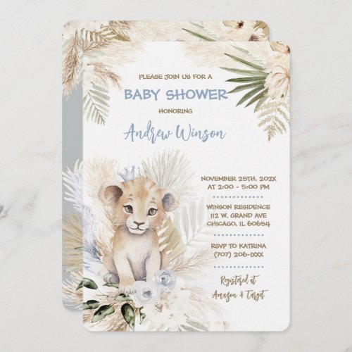 Personalized  Lion Prince Baby Shower Invitation