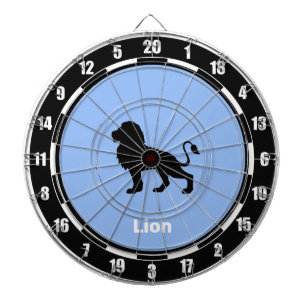 Personalized Lion Silhouette on Light Blue Dart Board