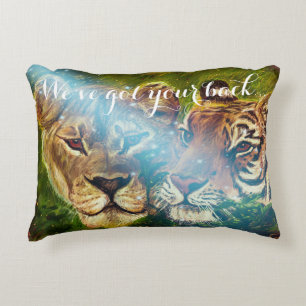 Personalized “Lion &Tiger” Lulumama  drawing on Accent Pillow