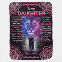 Personalized Lion To My Daughter From Your Mom Baby Blanket