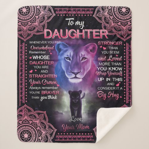 Personalized Lion To My Daughter From Your Mom Sherpa Blanket