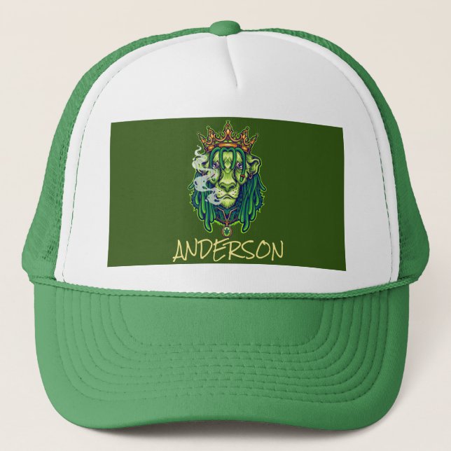 Personalized  LION WEED KING Trucker Hat (Front)