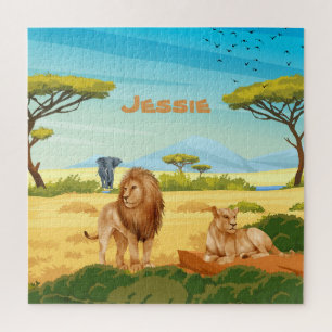 Personalized Lions on the Savannah  Jigsaw Puzzle