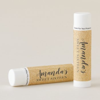 Personalized Lip Balm Party Favor | Gold Glitter by PurplePaperInvites at Zazzle