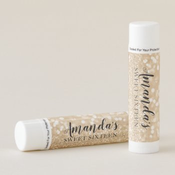 Personalized Lip Balm Party Favor | Gold Lights by PurplePaperInvites at Zazzle