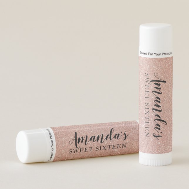 Personalized Lip Balm Party Favor | Rose Gold (Front)