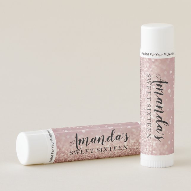 Personalized Lip Balm Party Favor | Rose Gold (Front)