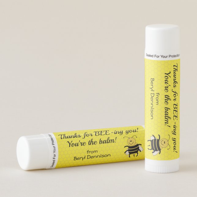 Personalized Lip Balm Party Favors Cute Honeybee (Front)