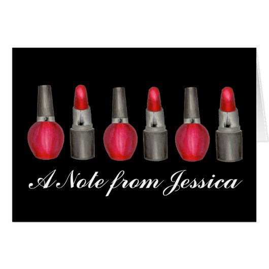 Personalized Lipstick Nail Polish Makeup Artist Cards (Front Horizontal)