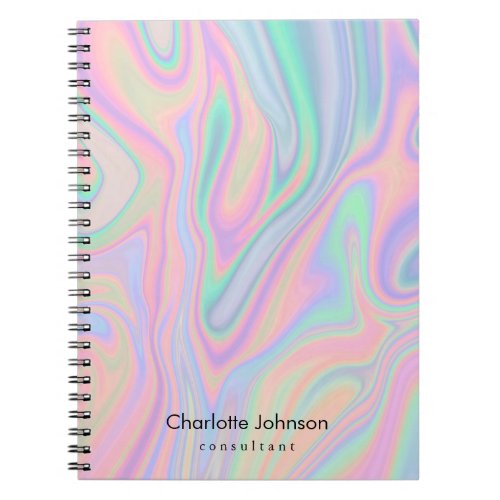 Personalized Liquid Iridescent Pastel Color Notebook